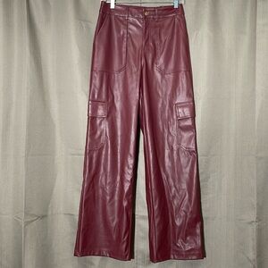 WILDFABLE Burgundy Faux Leather Cargo Pants